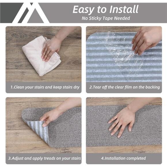 Stair Treads Non-Slip 15pcs Carpet Mat 28inX9in Indoor Stair Runners for Wooden - Picture 4 of 7